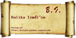 Balika Izméne névjegykártya